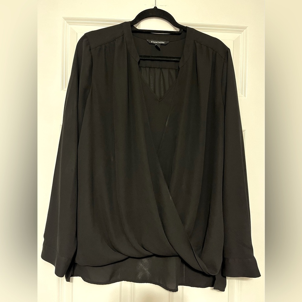 41 Hawthorn cross front blouse, black, size XL